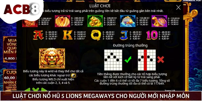 Luật chơi game Nổ hũ 5 Lions Megaways người mới phải ghi nhớ